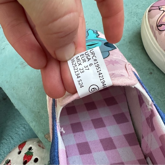 Disney Stitch & Angel Slip-On Shoes Ground Up Pink Canvas Sneakers Women’s 6 - Picture 7 of 8